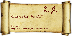 Klinszky Jenő névjegykártya